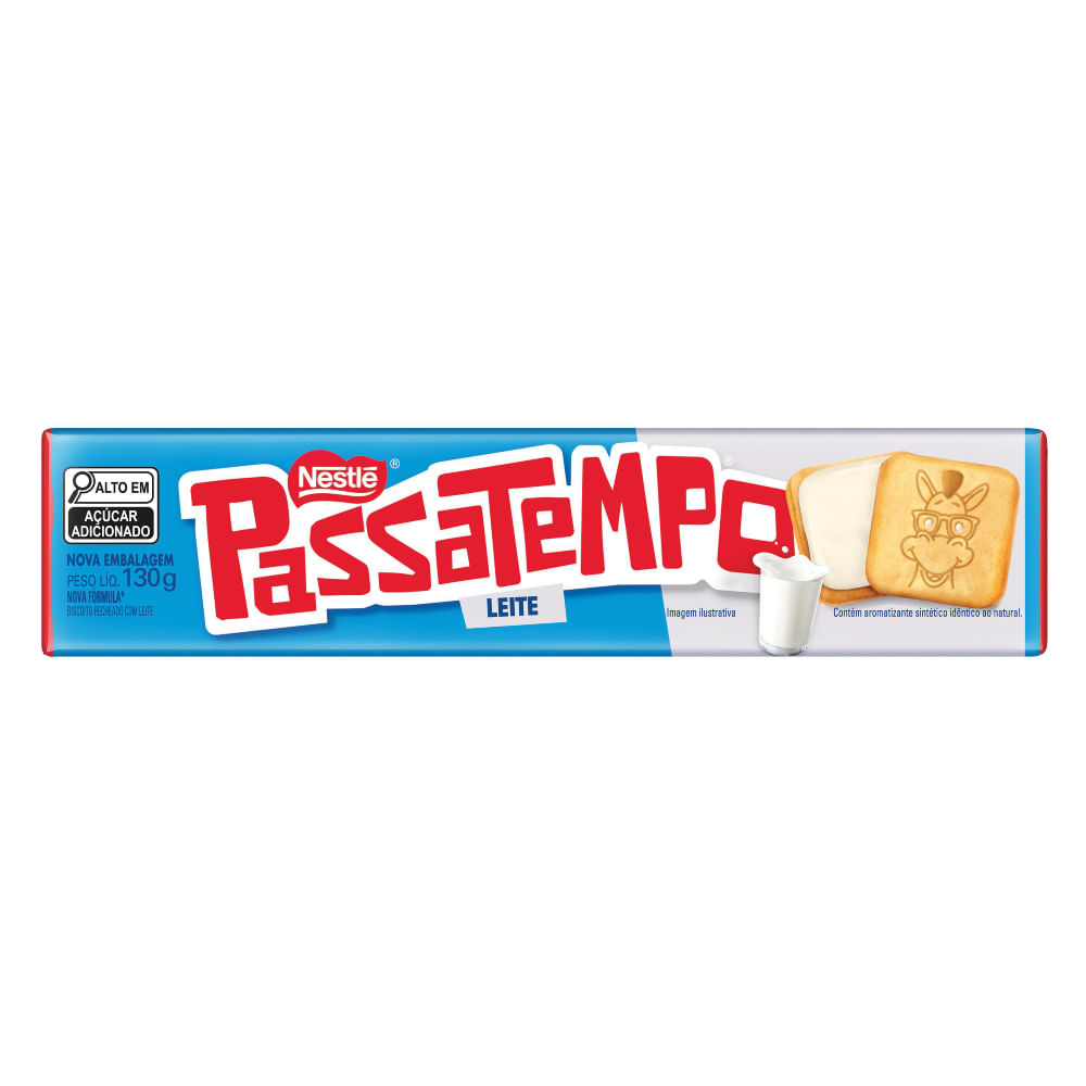 Biscoito Recheado Leite Passatempo Nestlé 130g Rico em Cálcio
